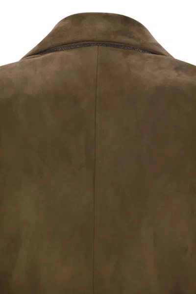 Brunello Cucinelli Suede Jacket With Jewellery