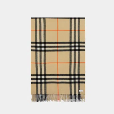 Burberry Embroidered Cashmere Scarf In Neutral
