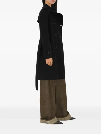 Burberry Short Kensington Heritage Trench Coat In Black