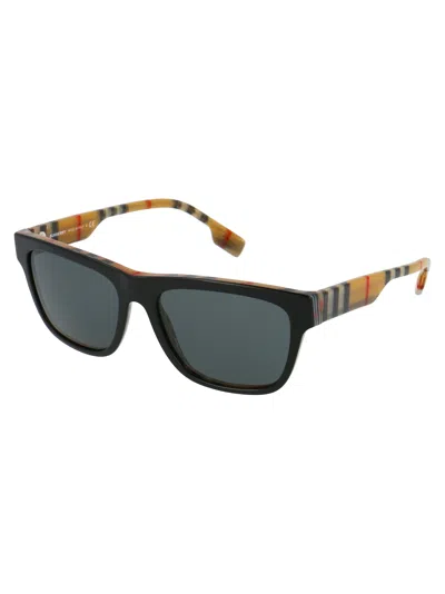 Burberry Top Black On Vintage Check Acetate Sunglasses In Black