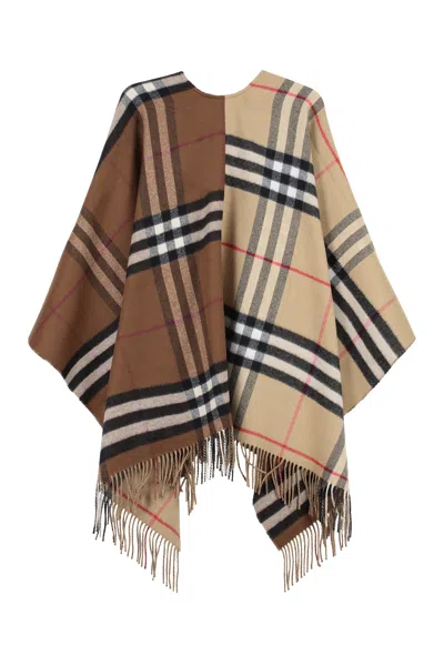 Burberry Wool And Cashmere Cape In Multi
