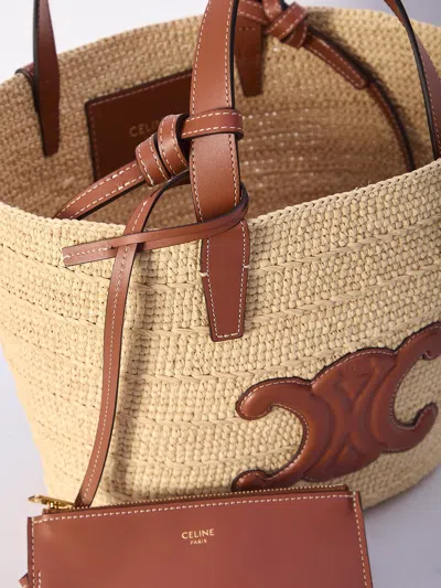 Celine Supple Straw And Leather Shoulder Bag