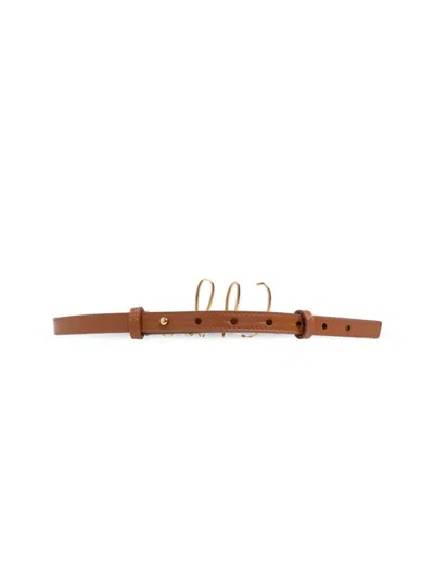 Chloé Adjustable Length Iconic Leather Belt In Gold