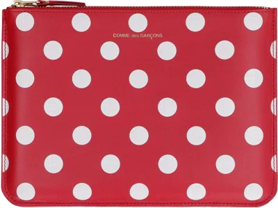 Comme Des Garçons Wallet Logo Detail Flat Leather Pouch