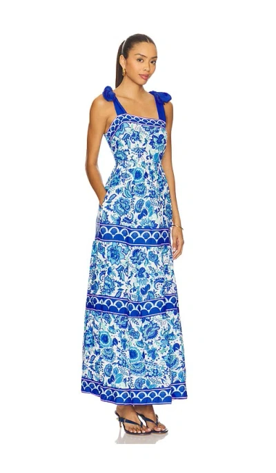 Beach Riot Charlotte Floral Tie Strap Cover-up Maxi Dress In Blue