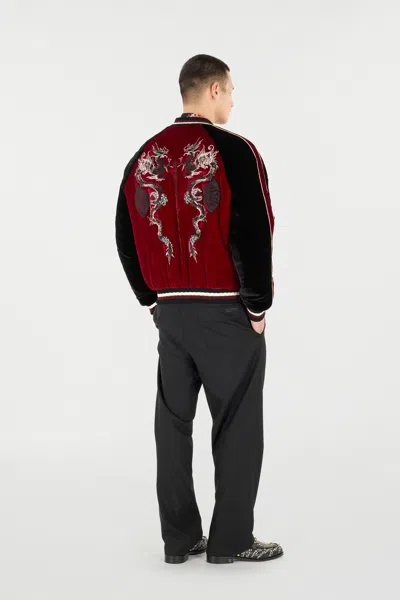 Roberto Cavalli Dragon-embroidered Bomber Jacket In Red