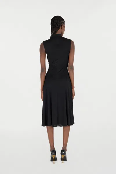 Roberto Cavalli Womens Nero Gathered High Neck Woven Midi Dress