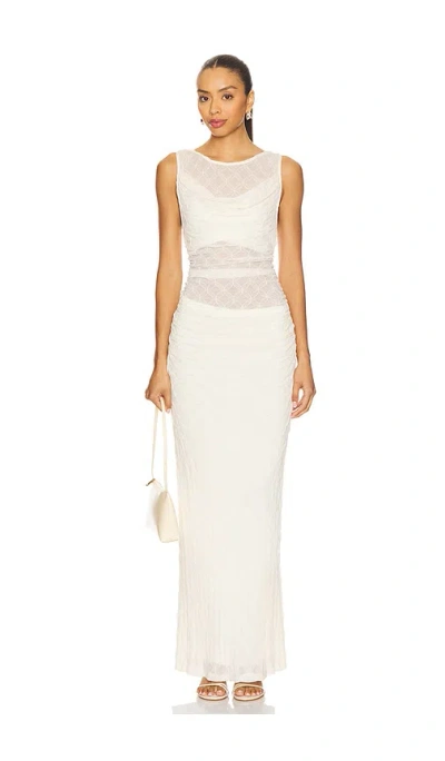Sovere / Venus Cowl Maxi Mesh Dress In Cream In White