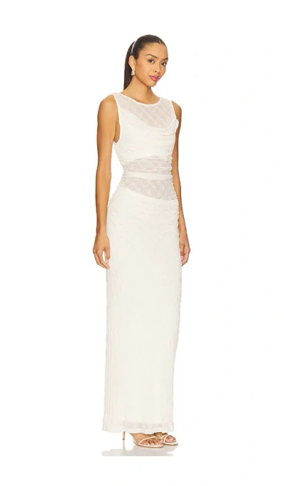 Sovere / Venus Cowl Maxi Mesh Dress In Cream In White