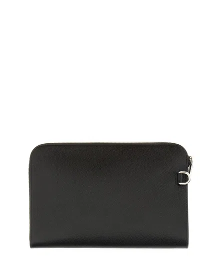 Dolce & Gabbana Black Clutch With Removable Wrist Strap And Logo Plaque On The Front