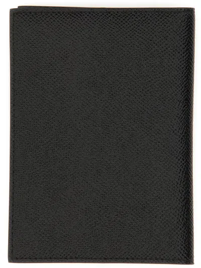Dolce & Gabbana Logo Plaque Leather Passport Holder In Black