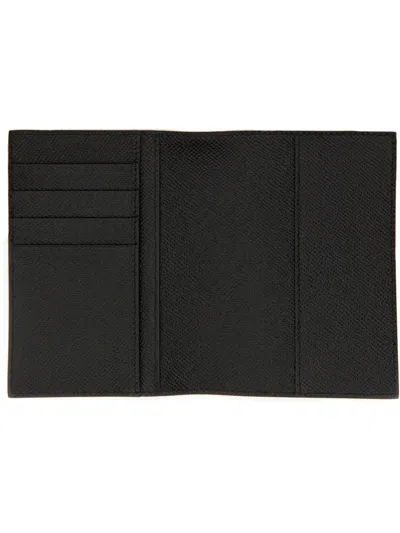 Dolce & Gabbana Logo Plaque Leather Passport Holder In Black