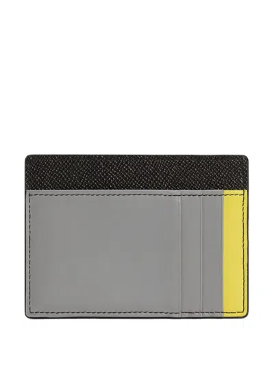 Dolce & Gabbana Leopard Print Card Holder With Logo Plaque And Yellow Accent