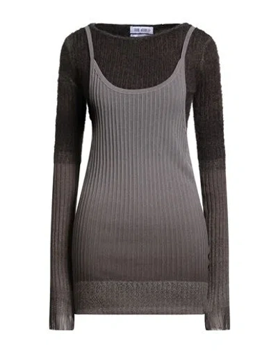 Attico Knit Dress With Ribbed Texture And Gradient Design In Black