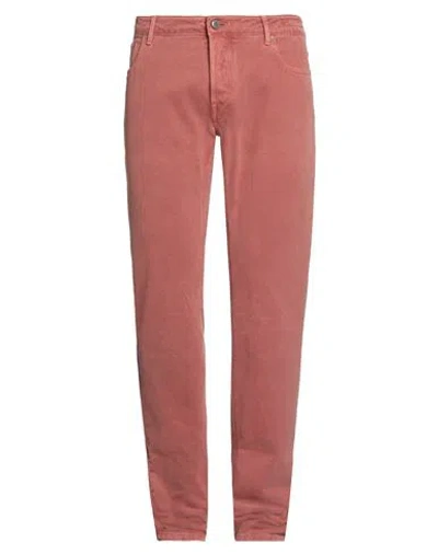 Hand Picked Man Pants Rust Size 33 Cotton, Elastane In Red