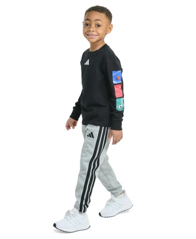 Adidas Originals Toddler & Little Boys Long-sleeve Graphic T-shirt & Jogger Pants, 2 Piece Set In Black