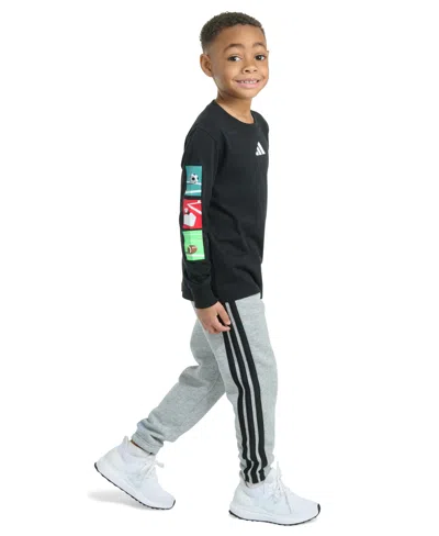 Adidas Originals Toddler & Little Boys Long-sleeve Graphic T-shirt & Jogger Pants, 2 Piece Set In Black