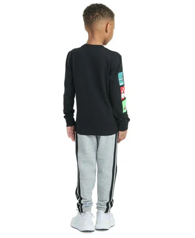 Adidas Originals Toddler & Little Boys Long-sleeve Graphic T-shirt & Jogger Pants, 2 Piece Set In Black