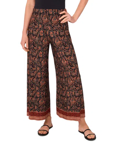 Vince Camuto Print Pull-on Wide Leg Pants In Brown