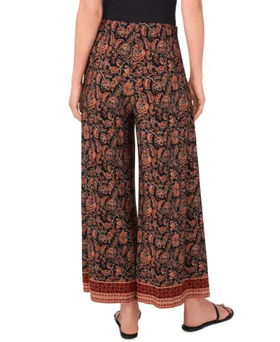 Vince Camuto Print Pull-on Wide Leg Pants In Brown