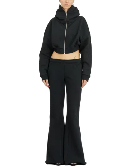Entire Studios Felpa Cropped Full Zip Soot In Black