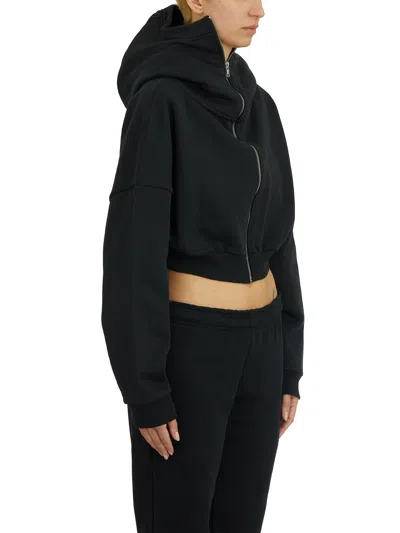 Entire Studios Felpa Cropped Full Zip Soot In Black