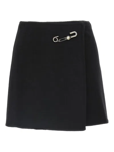 Ermanno Scervino Elegant Skirt Made From Virgin Wool Featuring Jewel Details