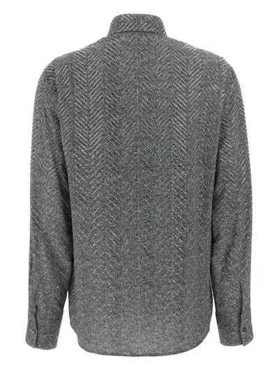 Ermanno Scervino Herringbone Shirt Adorned With Rhinestone Details