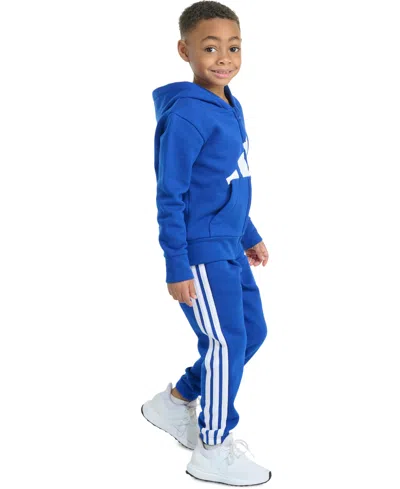 Adidas Originals Toddler & Little Boys Long-sleeve Essential Big Logo Fleece Jacket & Jogger Pants, 2 Piece Set In Blue
