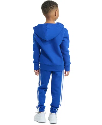 Adidas Originals Toddler & Little Boys Long-sleeve Essential Big Logo Fleece Jacket & Jogger Pants, 2 Piece Set In Blue