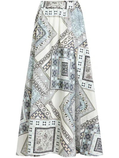Etro Geometric Print Cotton Skirt In Multi