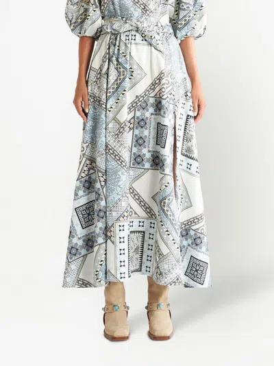 Etro Geometric Print Cotton Skirt In Multi