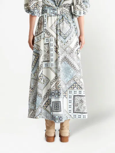 Etro Geometric Print Cotton Skirt In Multi