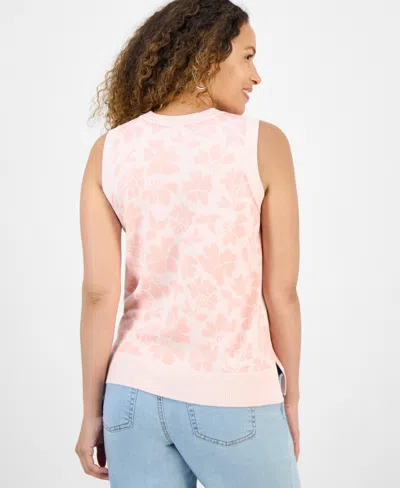 Style & Co Petite Sleeveless Floral-print Sweater, Exclusively At Macy's