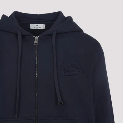 Etro Zipped Hoodie Sweatshirt In Blue
