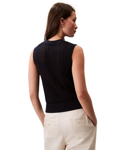 Calvin Klein Jeans Est.1978 Women's Cotton Open-stitch Tank Sweater