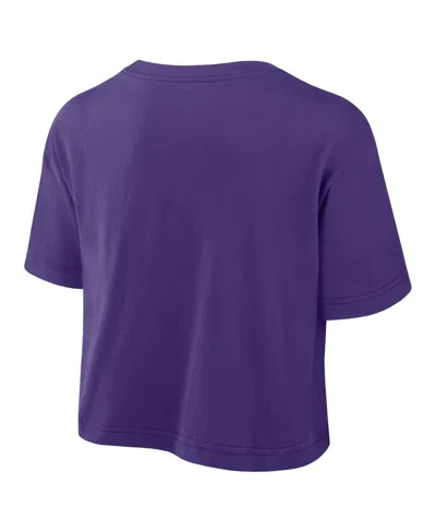 Nike Women's Purple Lsu Tigers Power Pursuit Athletic Prep Arch Performance Cropped T-shirt