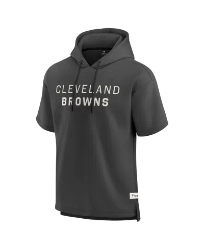 Fanatics Men's Charcoal Cleveland Browns Elements Future Ground Lettering Short Sleeve Pullover Hoodie In Black