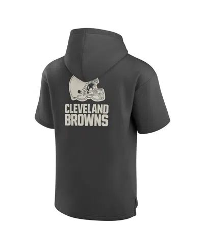 Fanatics Men's Charcoal Cleveland Browns Elements Future Ground Lettering Short Sleeve Pullover Hoodie In Black