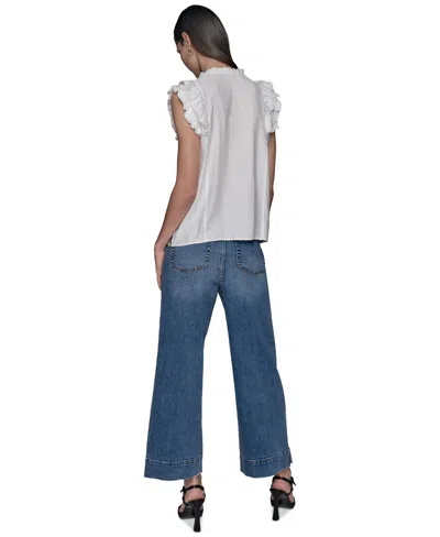 Karl Lagerfeld Women's Ruffled-sleeve Button-front Blouse