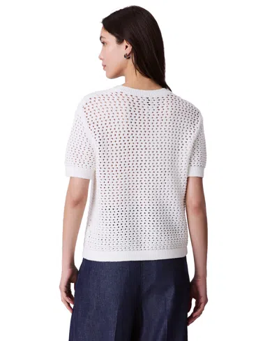 Calvin Klein Jeans Est.1978 Women's Cotton Open-stitch Short-sleeve Sweater
