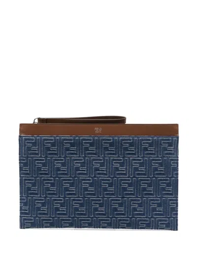 Fendi Blue Cotton Clutches
