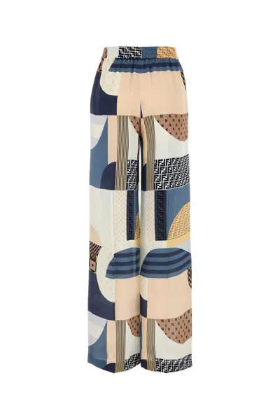 Fendi Patchwork Print Silk Flowing Pyjama Trousers