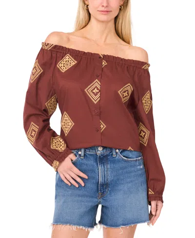 Vince Camuto Button Up Off-the-shoulder Top