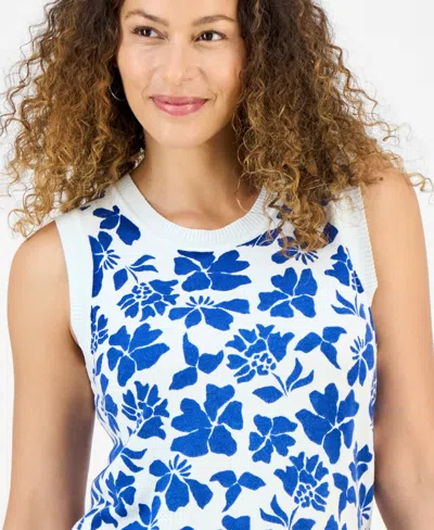 Style & Co Petite Sleeveless Floral-print Sweater, Exclusively At Macy's