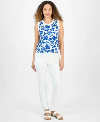 Style & Co Petite Sleeveless Floral-print Sweater, Exclusively At Macy's