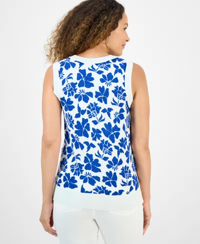 Style & Co Petite Sleeveless Floral-print Sweater, Exclusively At Macy's