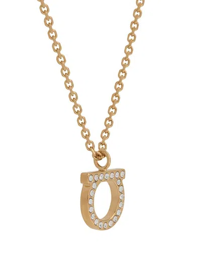 Ferragamo Necklace With Gancini Charm In Brass In Gold
