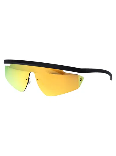 Ferrari Scuderia Matte Black Injected Sunglasses In Yellow