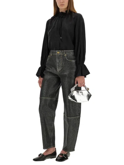 Ganni Shirt In Black Polyamide Polyester In Black